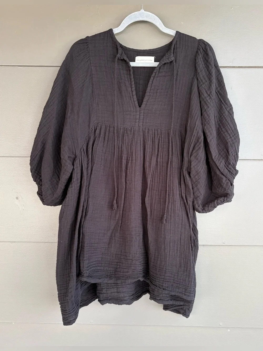Daughters of India Kyra Black Gauze Mini Dress